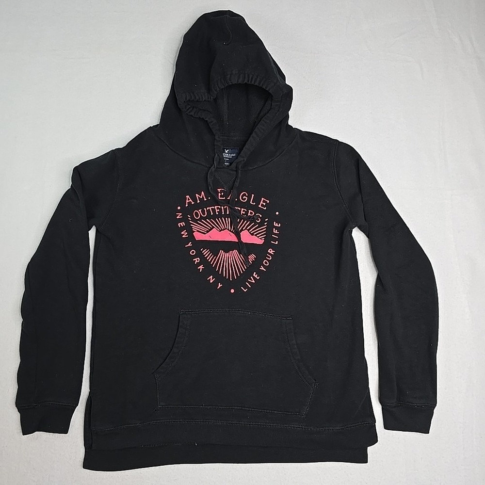 American Eagle Women's Hoodie NYC Live Your Life Black & Red Lettering‎ SZ Small